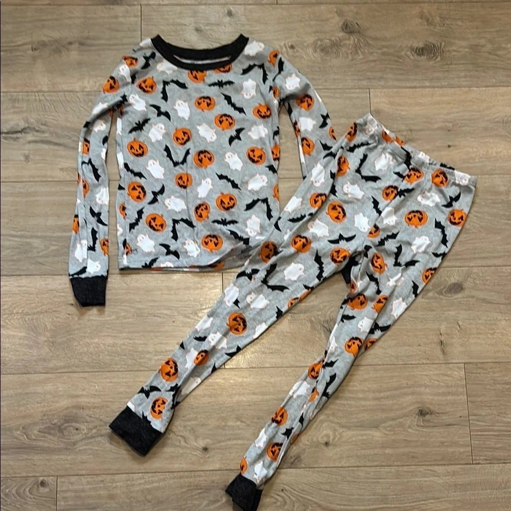 Kids Halloween Pajamas - Gray and Orange